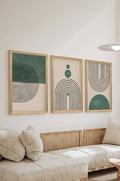Artavessa طقم طاولة ملصقات MDF مكون من 3 قطع بإطار خشبي - المجموعة 19