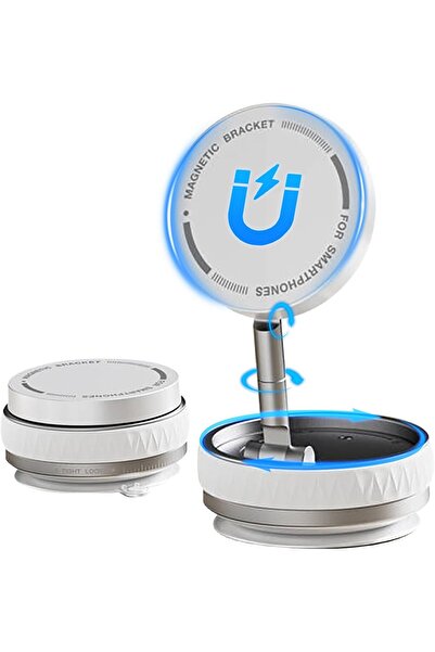 AWH حامل هاتف مغناطيسي بالشفط، يدور 360 درجة، قابل للطي للسيارة/الأسطح الملساء، أبيض