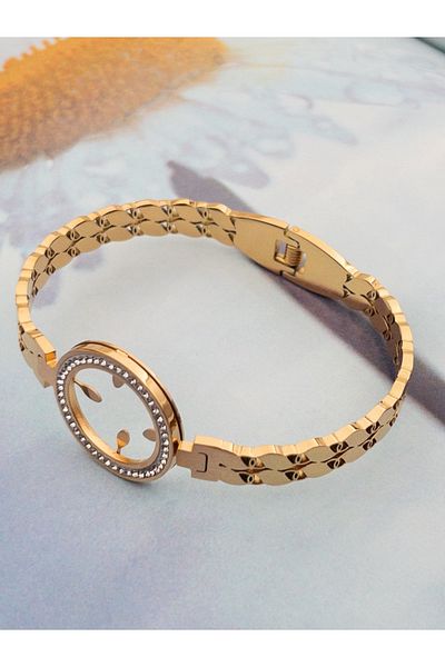 Siya Silver Non-Tarnish Steel Quarter-Inserted Barley Model Handcuffs Bracelet-without Evil Eye Beads