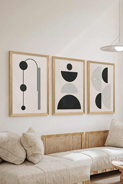 Artavessa طقم طاولة ملصقات MDF مكون من 3 قطع بإطار خشبي - مجموعة 83