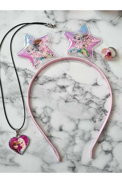 Frozen Can Choose Color Girl Elsa Crown Necklace and Ring Set