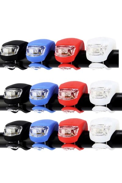Asroya 4 Adet Kırmızı Beyaz Mavi Siyah Silikon Led Bisiklet Lambası Fener Sto...