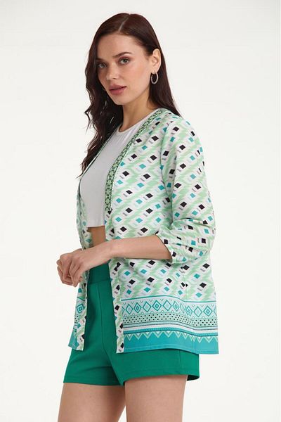 İKİLER Elastic Sleeve Jacket with Ribbon Collar Accessories 023-4418