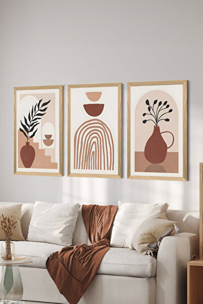 Artavessa 3 Parça Ahşap Çerçeve Görünümlü MDF Poster Tablo Seti - Set 41