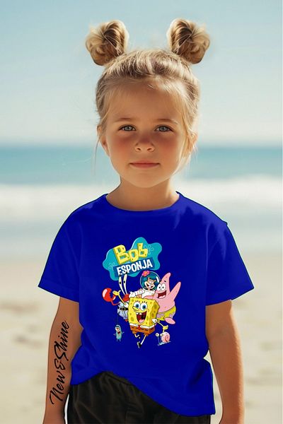 New Shine 1 tricou este un cadou pentru achiziții de 6 și peste în coș - Tricou supradimensionat pentru copii cu imprimeu Sungerbob