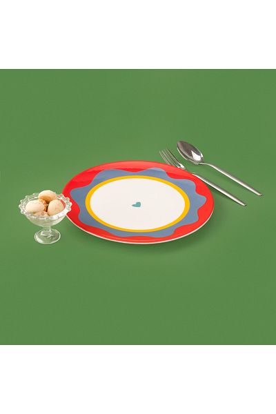 Evidea Kitchen Granny Serving Plate - Red / Green - 25 cm