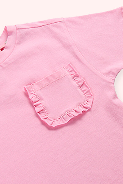 Panço RuffleDetailedT-ShirtwithPocket