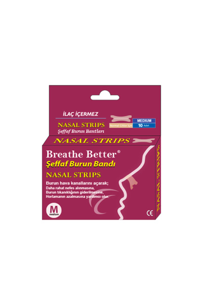 Breathe Right Breathe Better Burun Bandı Şeffaf Medium 10'lu