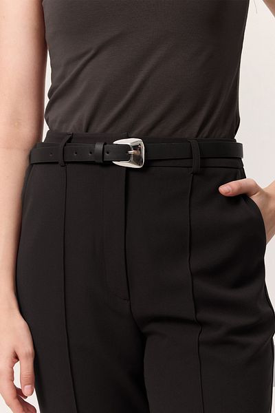 Manuka Black Oval Buckle Leather Belt