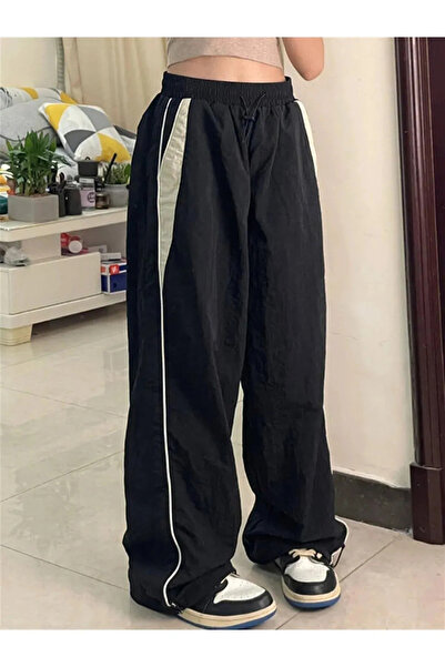 Bravebell Harajuku Μαύρο Κρεμ Φούτερ με Λεπτομέρεια Vintage Baggy Unisex Over...