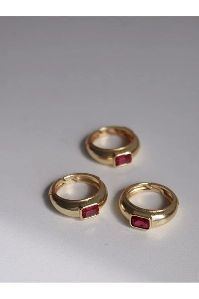 Reorah Collection Dark Pink Hidden Light Ring-Dark Pink Stone Rectangular Ring