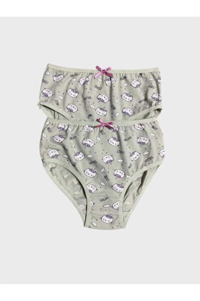 elmas kids Дівчача 100% бавовняна зелена трусики з котячим малюнком, 2 шт.