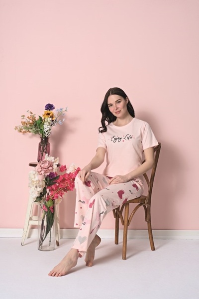 Over Sleep by Poleren Set de pijamale pentru femei cu decolteu O