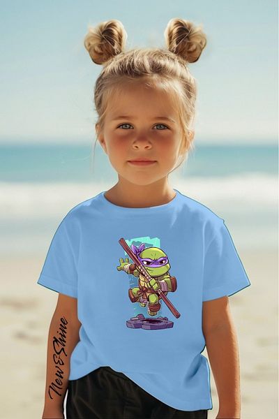 New Shine 1 tricou este un cadou pentru achiziții de 6 și peste în coș - Tricou pentru copii supradimensionat cu imprimeu Ninja Turtles