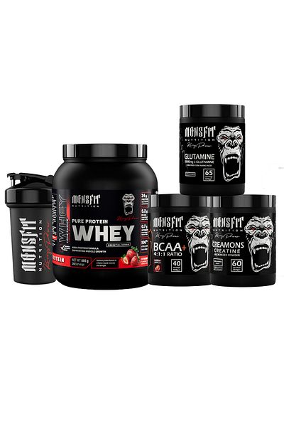 MONSFİT Whey Protein 885g (Strawberry Flavor) + Amino Acid Combination (Performance and Muscle Building)
