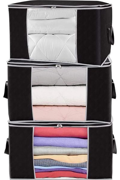 MasterCar Black 4 Pieces Top Quality Clothing Storage Storage with Window under Base Storage Storage Organizer