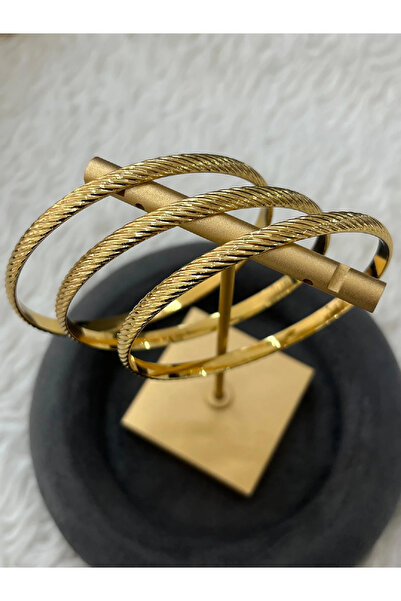 MARZELLA ACCESSORİES 3lü çizgili çelik ajda bilezik