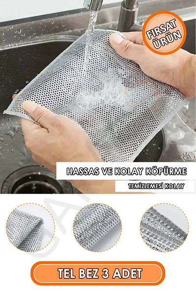 garaccu Anti-Scratch Dishwashing Wire Sponge, Bathroom Sink Scrubbing Wire, Double Layer Multi-Purpose Wire Cloth 3 Pieces