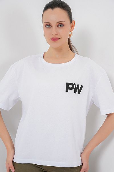 Bigdart Tricou de bază imprimat pentru femei 4343 - alb