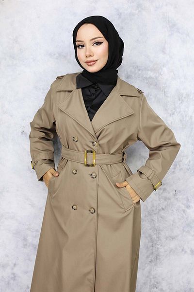 giyze Καμπαρντίνα Hijab με ζώνη Mink 4951