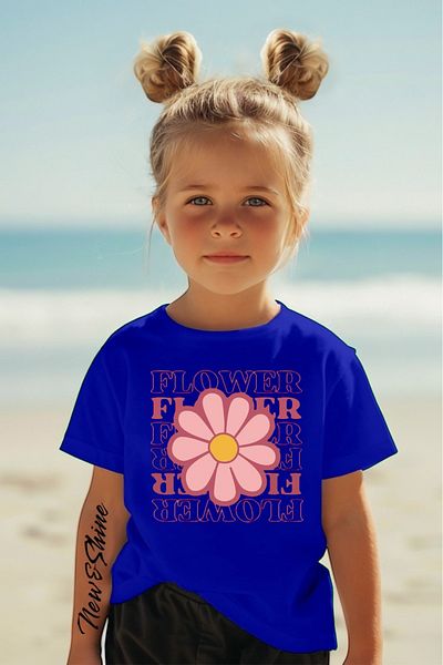 New Shine 1 tricou este un cadou pentru achiziții de 6 și mai sus în coș - Tricou oversize pentru copii cu imprimeu floral