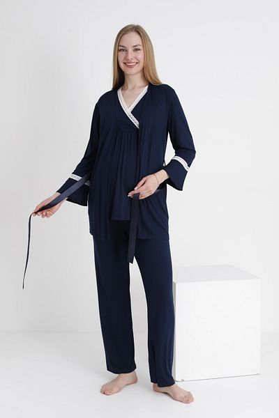 Miss Dünya Lissa Lace Trimmed V-Neck Maternity and Maternity Pajama Set