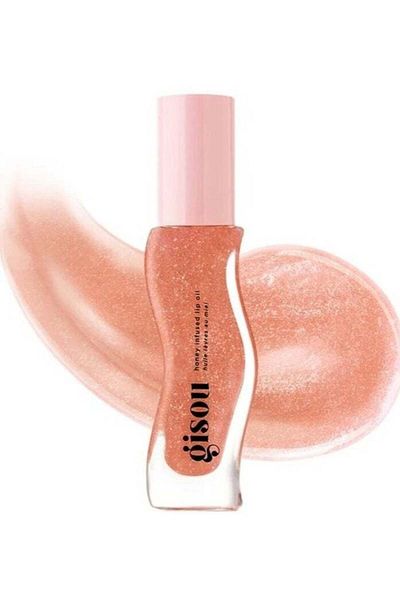 gisou Honey Infused Lip Oil Glazed Plum | Hydrating Sheer Hot Coral Gloss - 8ml