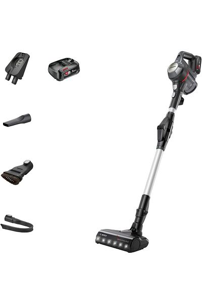 Bosch 2-in-1 Cordless Vacuum Cleaner, Bendable Stick, LED Light, Black ,BCS711GB