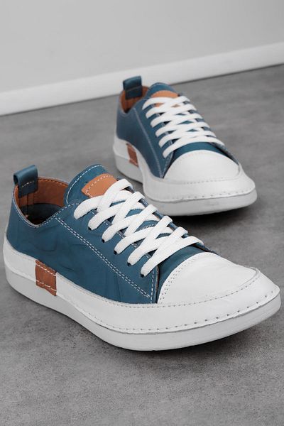 Lal Shoes & Bags Pantofi casual cu șireturi din piele naturală Races pentru femei-albastru