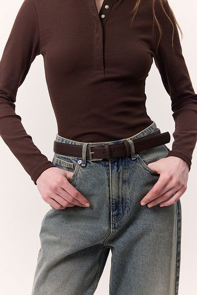 Manuka Brown Square Buckle Belt
