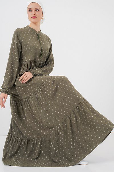 Bigdart Φόρεμα Hijab με κορδόνια 1627 - Χακί