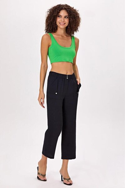 İKİLER Elastic Waist and Snap Pocket Trousers 025-3512