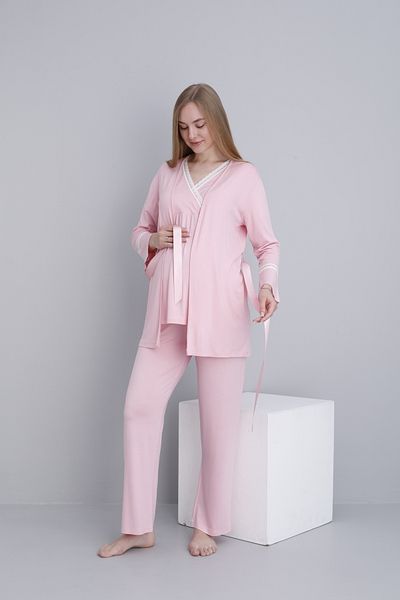 Miss Dünya Lissa Lace Trimmed V-Neck Maternity and Maternity Pajama Set