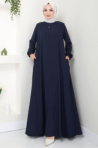 hafsamina Large Size Mevlana Ferace Navy Blue Hm02153