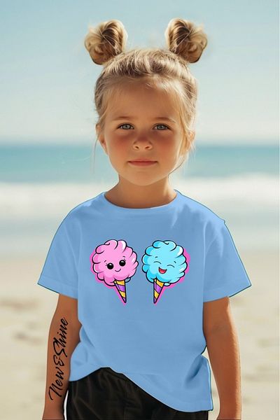 New Shine 1 tricou este un cadou pentru achiziții de 6 și mai sus în coș - Tricou pentru copii oversize cu imprimeu Sweet Ice Creams