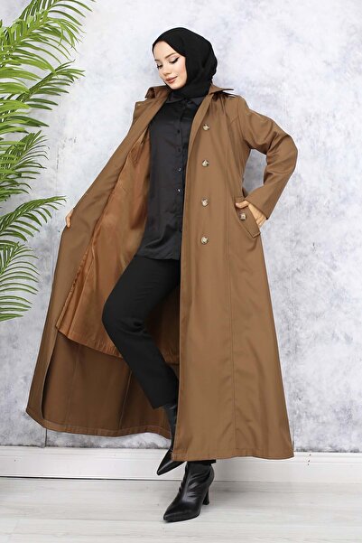 giyze Kuşaklı Trençkot Taba 4901