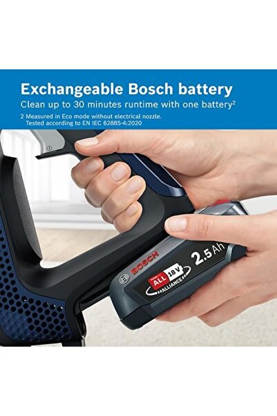 Bosch 2-in-1 Cordless Vacuum Cleaner, 30 Minutes Continuous Operation, Blue ,BBS611GB