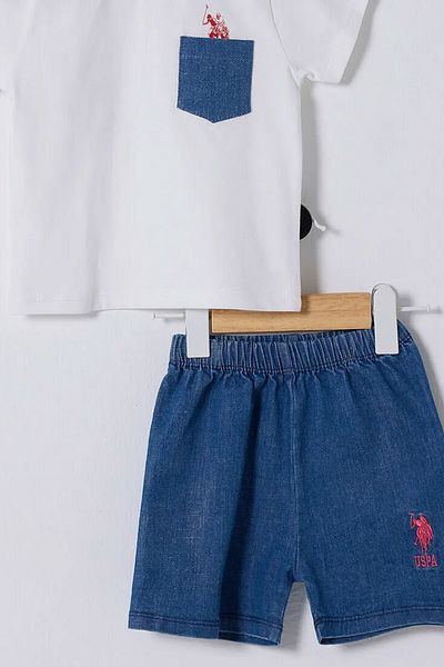 U.S. Polo Assn. Base. Polo Assn Infant Baby Boy Shorts Set Usb2348 White