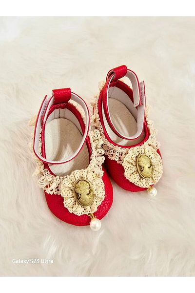 Hly Karol Tasarım Red Pearl Girl's Moccasin - Cute Moccasin