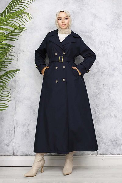 giyze Καμπαρντίνα Hijab με ζώνη Navy Blue 4951