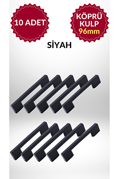 MKLAKS Köprü Plastik 96Mm Siyah Mobilya Çekmece Kulp Dolap 10'lu Paket – Daya...