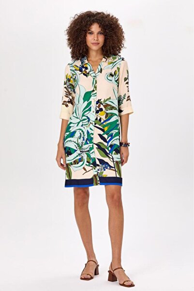 İKİLER Önü Çıtçıtlı Truvakar Kol Elbise 025-4023