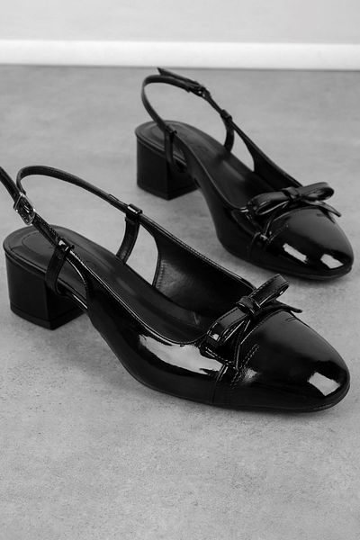 Lal Shoes & Bags Misha Pantofi cu toc cu spate deschis pentru femei cu fundă-R.SIYAH