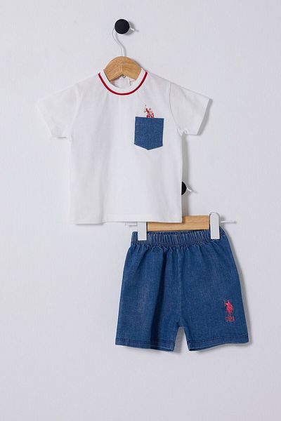 U.S. Polo Assn. Base. Polo Assn Infant Baby Boy Shorts Set Usb2348 White