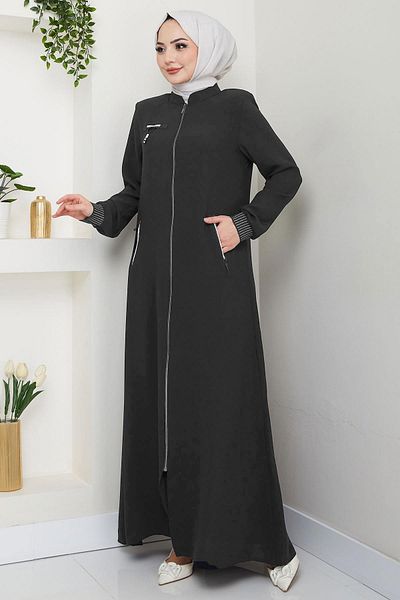 hafsamina Ribbed Judge Collar Ferace Hm2256