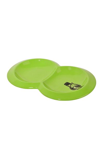 Generic Multicolored ceramic serving plate divided into two sections