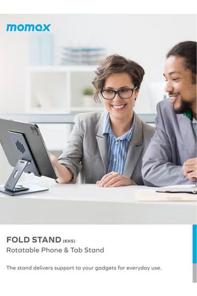 Momax Fold Stand 360 Degree Rotation Supports Phones and Tablets Multi-purpose Holder Space Grey