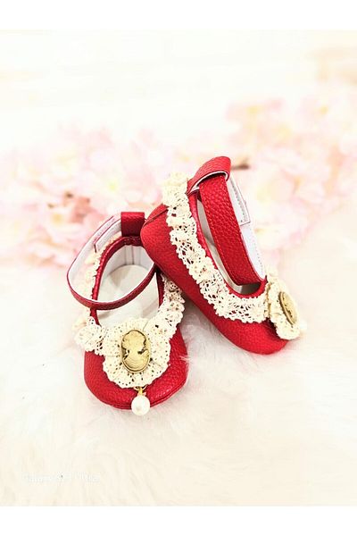 Hly Karol Tasarım Red Pearl Girl's Moccasin - Cute Moccasin