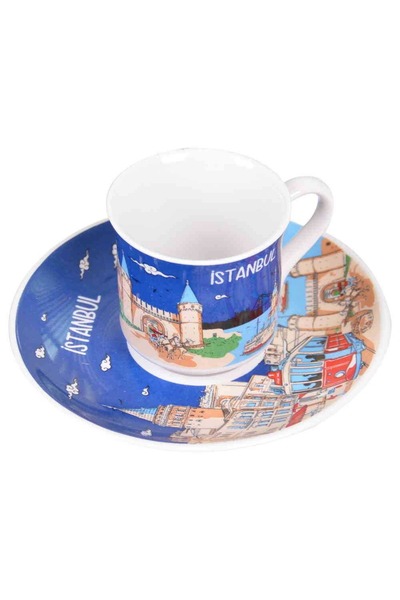 MEVLANA BAZAAR İstanbul Temalı Porselen İkili Kahve Takımı