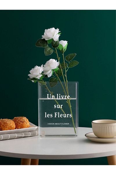Gri Grafik Design Workshop Vase in the Form of a Book with a Print in French White